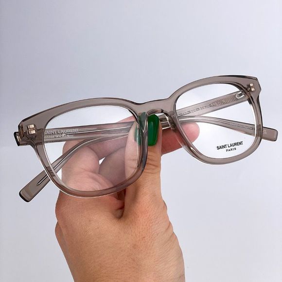 Saint Laurent SL459 004 Eyeglasses Transparent Light Brown Rounded Oval Men - Picture 9 of 10